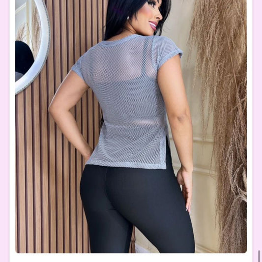 Blusa arrastão manga curta Catarina